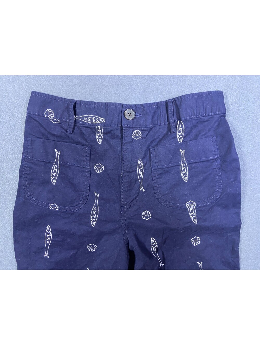 Free Assembly Women’s High Rise Pleated Wide Leg Cropped Pants, Navy, Size L - Picture 5 of 9